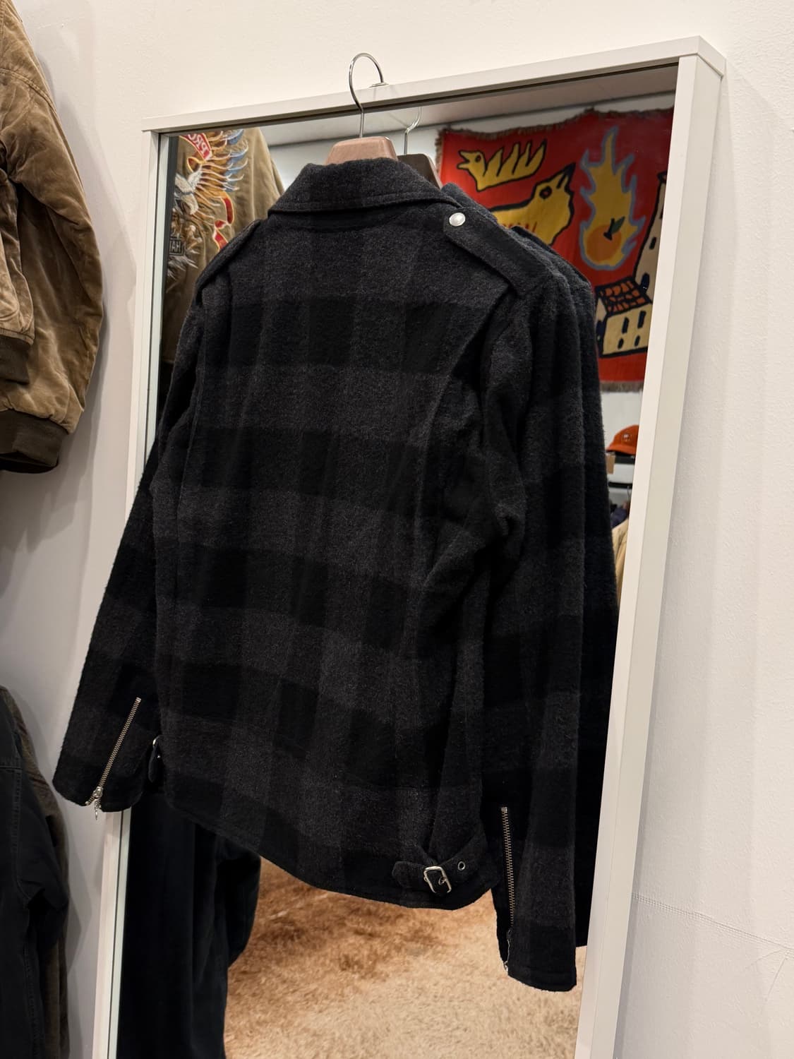 Beams 빔즈 체크 울 라이더 자켓 상품이미지6