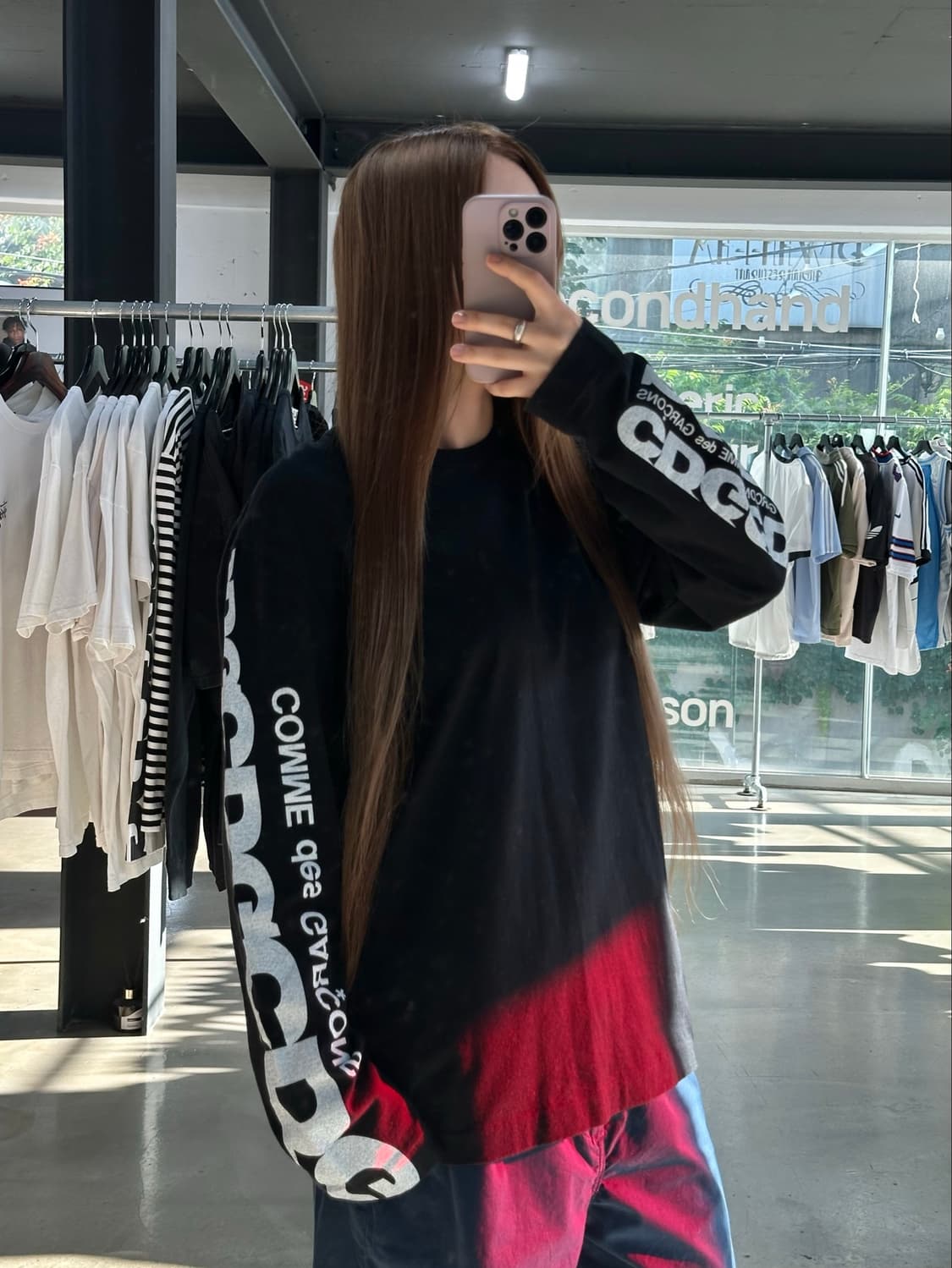 꼼데가르송 CDG 암 볼드로고 롱슬리브 블랙 상품이미지1