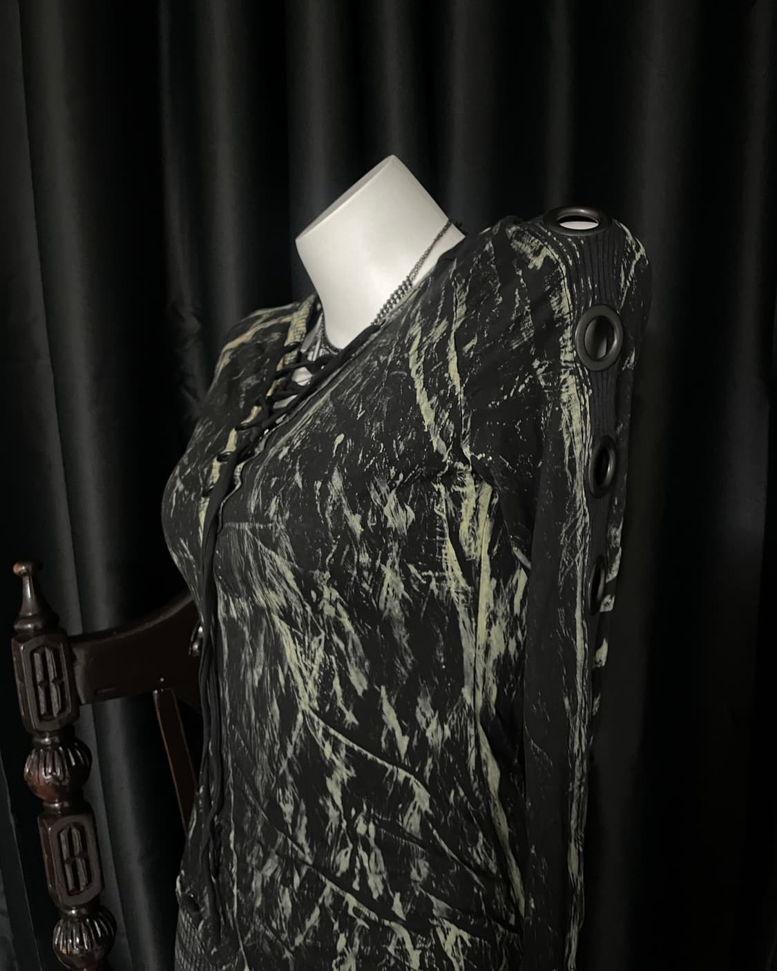 Salvage Lace-up Marble Longsleeve Dress 상품이미지3