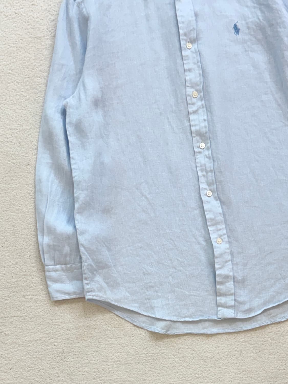QR 폴로 파스텔블루 린넨 셔츠 상품이미지3