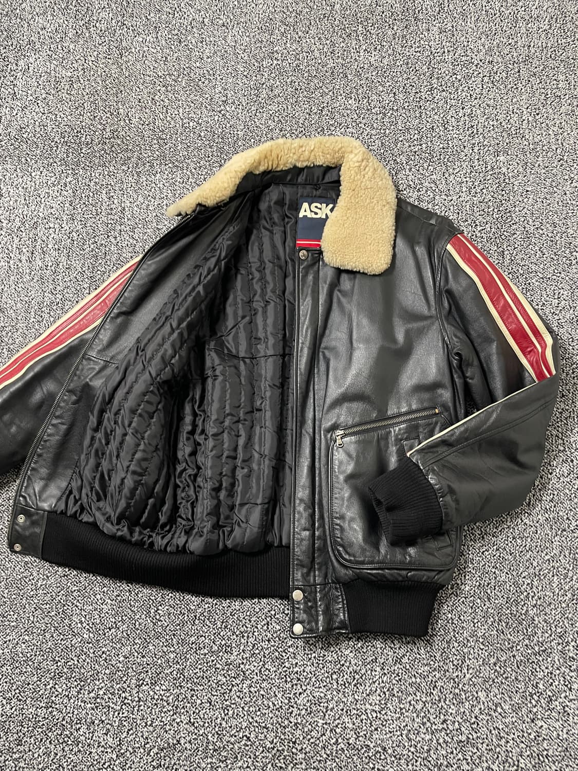 빈티지9. ASK 에스크 소가죽 자켓 퍼 탈부착 누빔 라이더 점퍼 레더 상품이미지2