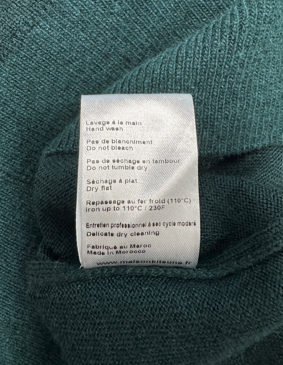 MAISON KITSUNE 메종 키츠네 딥그린 폭스 헤드패치 라운드넥 울 상품이미지7