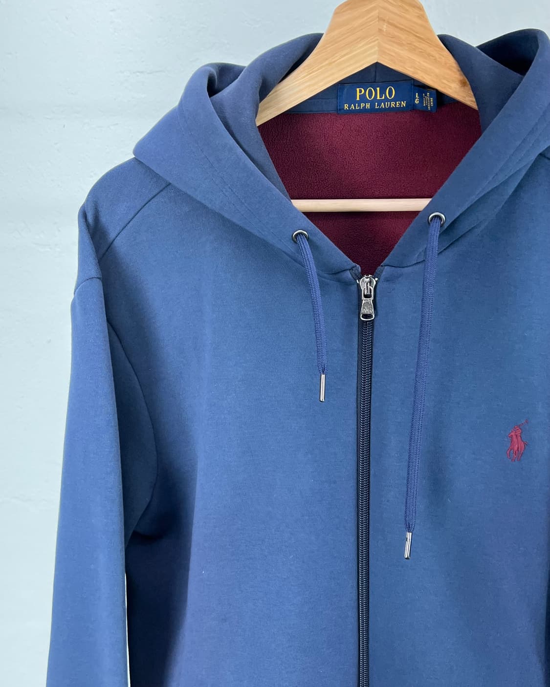 폴로 랄프로렌 딥 블루 버건디포니 코튼 후디 집업 상품이미지2
