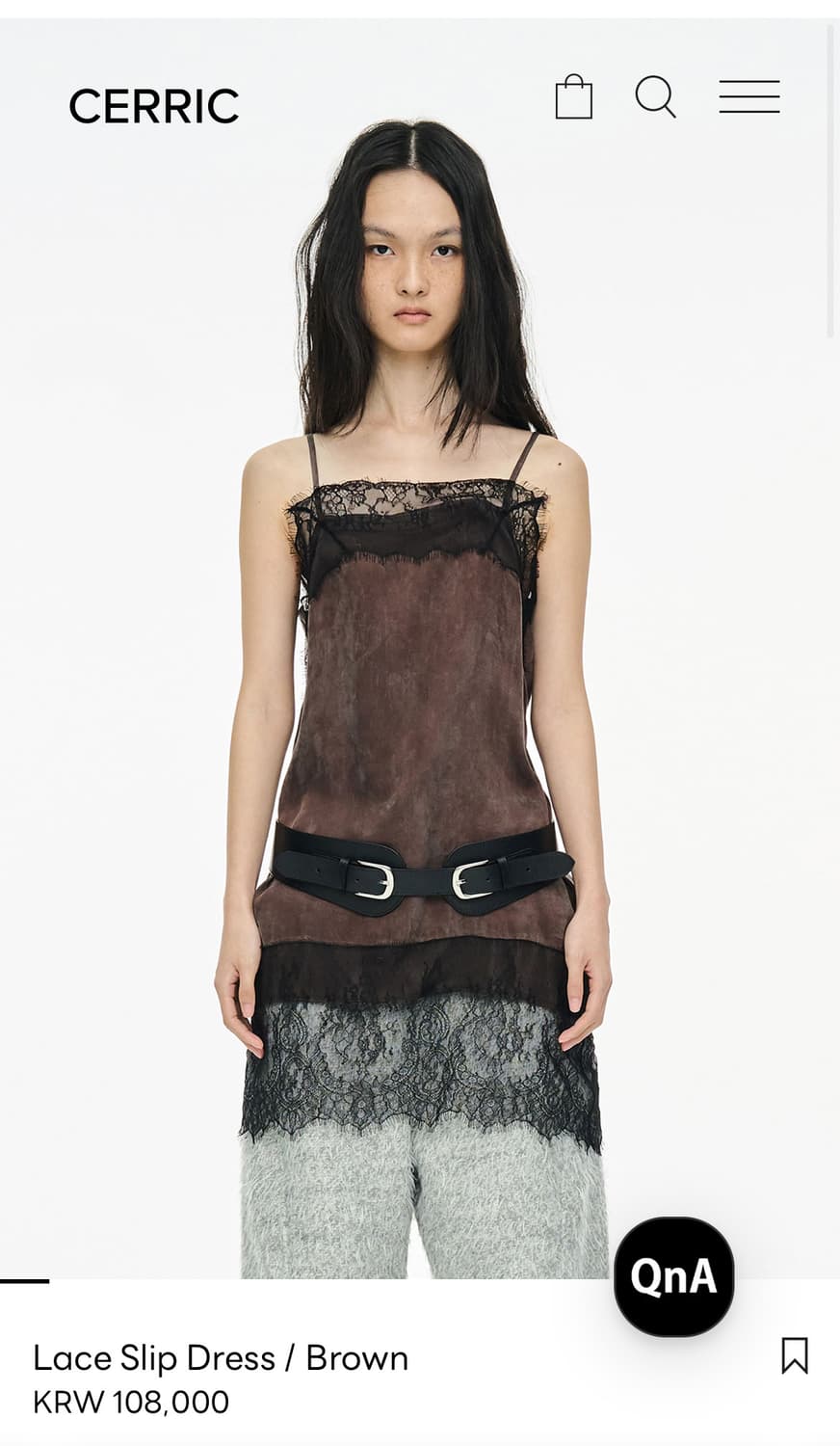 세릭 레이스 슬립 드레스 Lace Slip Dress 브라운 상품이미지1