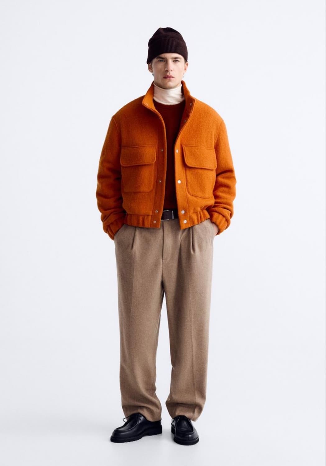 M 자라 오렌지 울 부클 자켓 상품이미지2