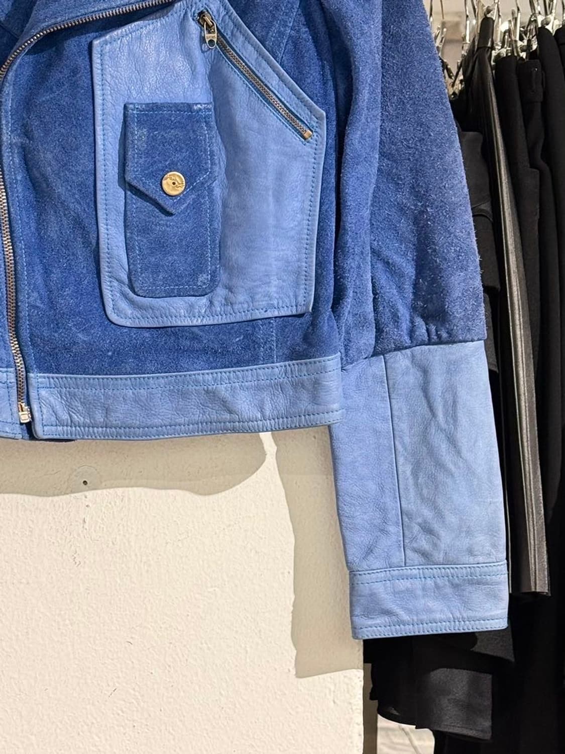 디젤 블루 리얼 비텔로 카프 스웨이드 라이더 자켓 상품이미지5