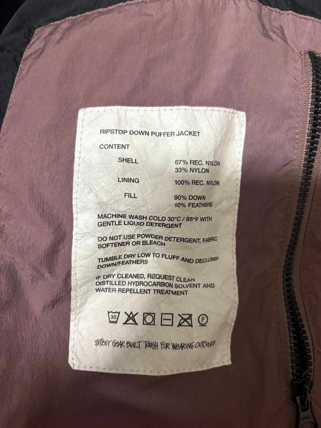 스투시 립스탑 다운 퍼퍼 자켓 로즈 22FW 상품이미지3