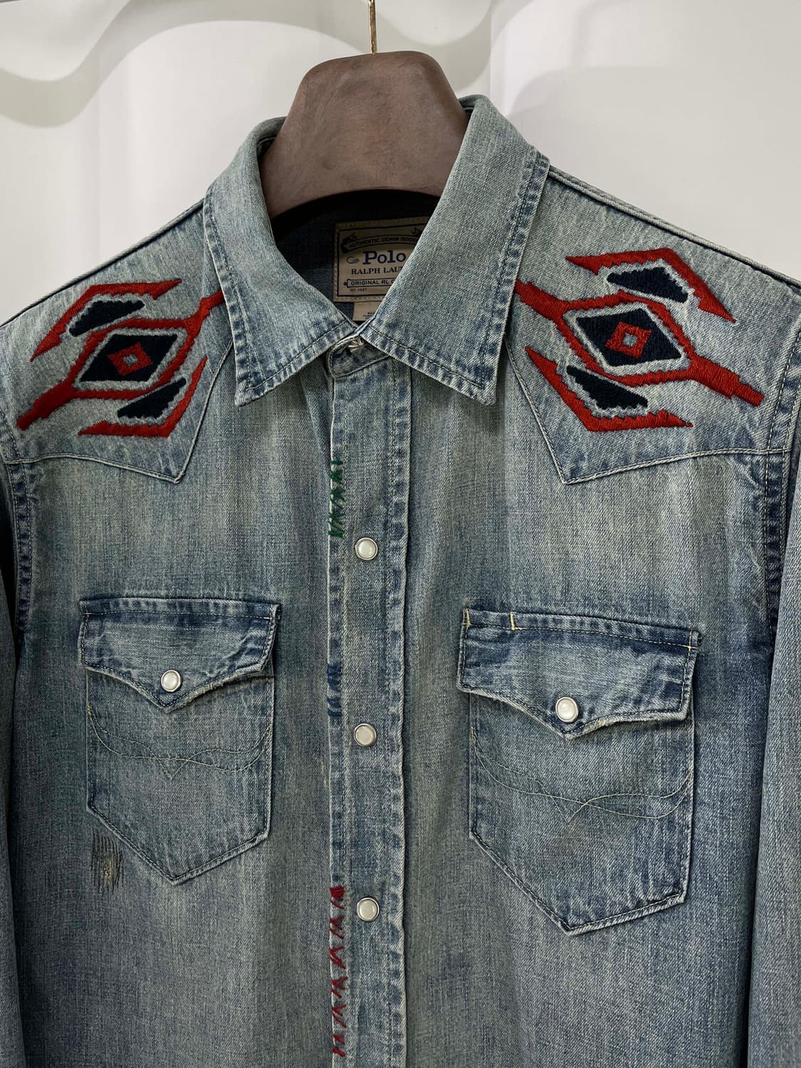 폴로 랄프로렌 리페어 콘초 아즈텍 사우스 웨스턴 데님 셔츠 상품이미지5