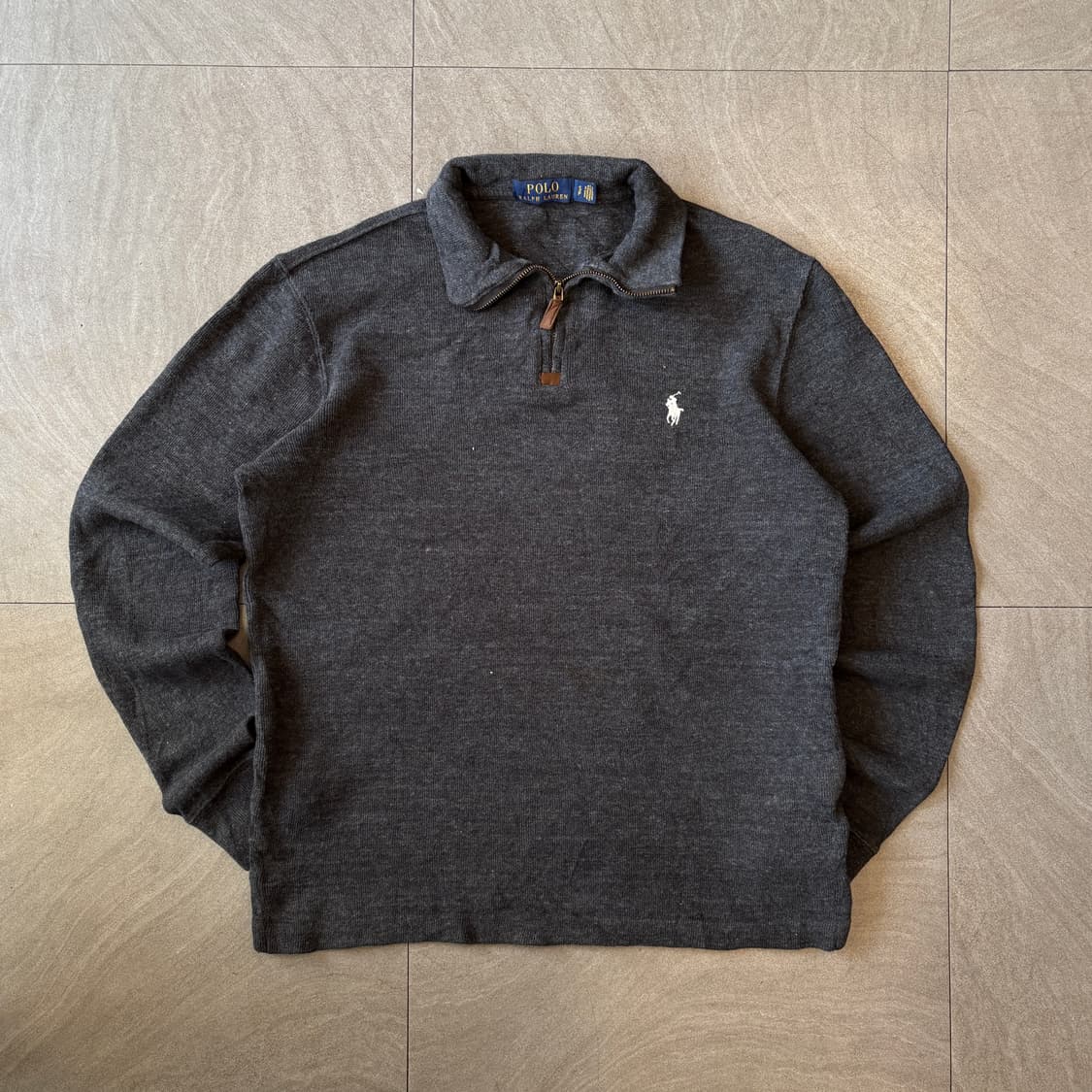 폴로 정품 그레이 반집업 니트 상품이미지1