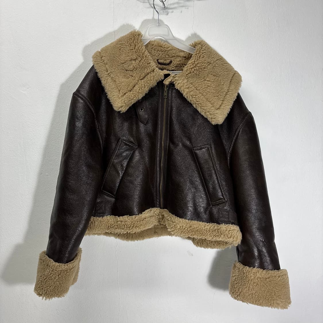 우먼OS 자라 오버핏 빅카라 무스탕자켓 상품이미지1