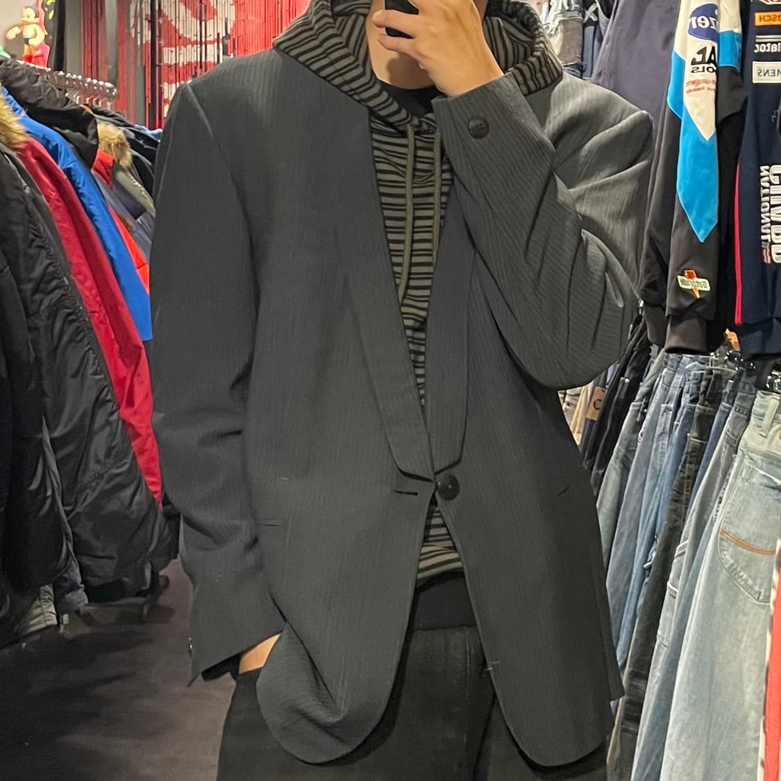 [IM] GIANNI VERSACE 베르사체 다크 그레이 스트라이프 정장 상품이미지3