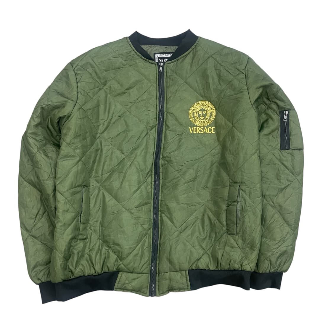 베르사체 퀼팅 블루종 카키 상품이미지1