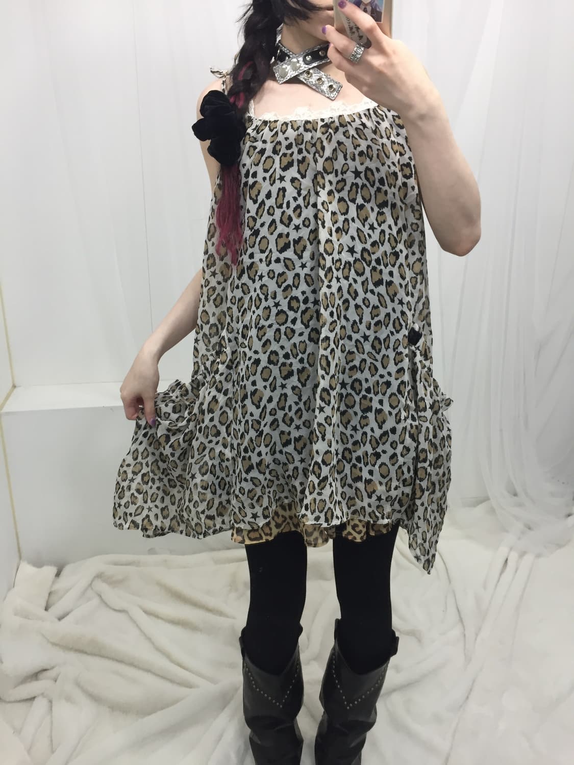 큐빅 포켓 호피 나시 원피스 🐆  상품이미지1