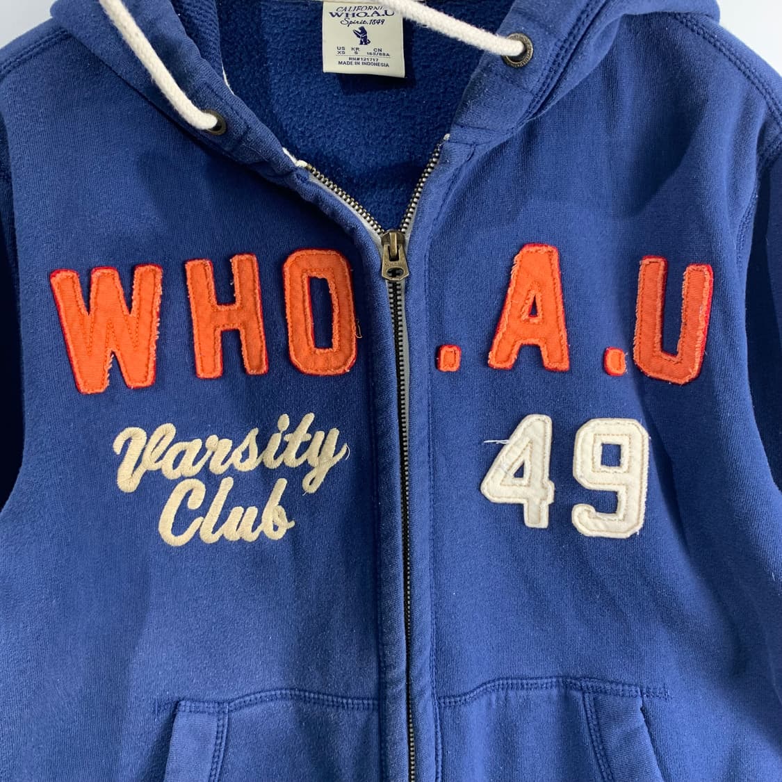 후아유 y2k 와투케 네이비 후드집업 상품이미지4