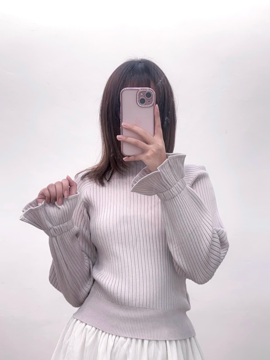 스나계 골지 프릴 니트 블라우스 상품이미지1