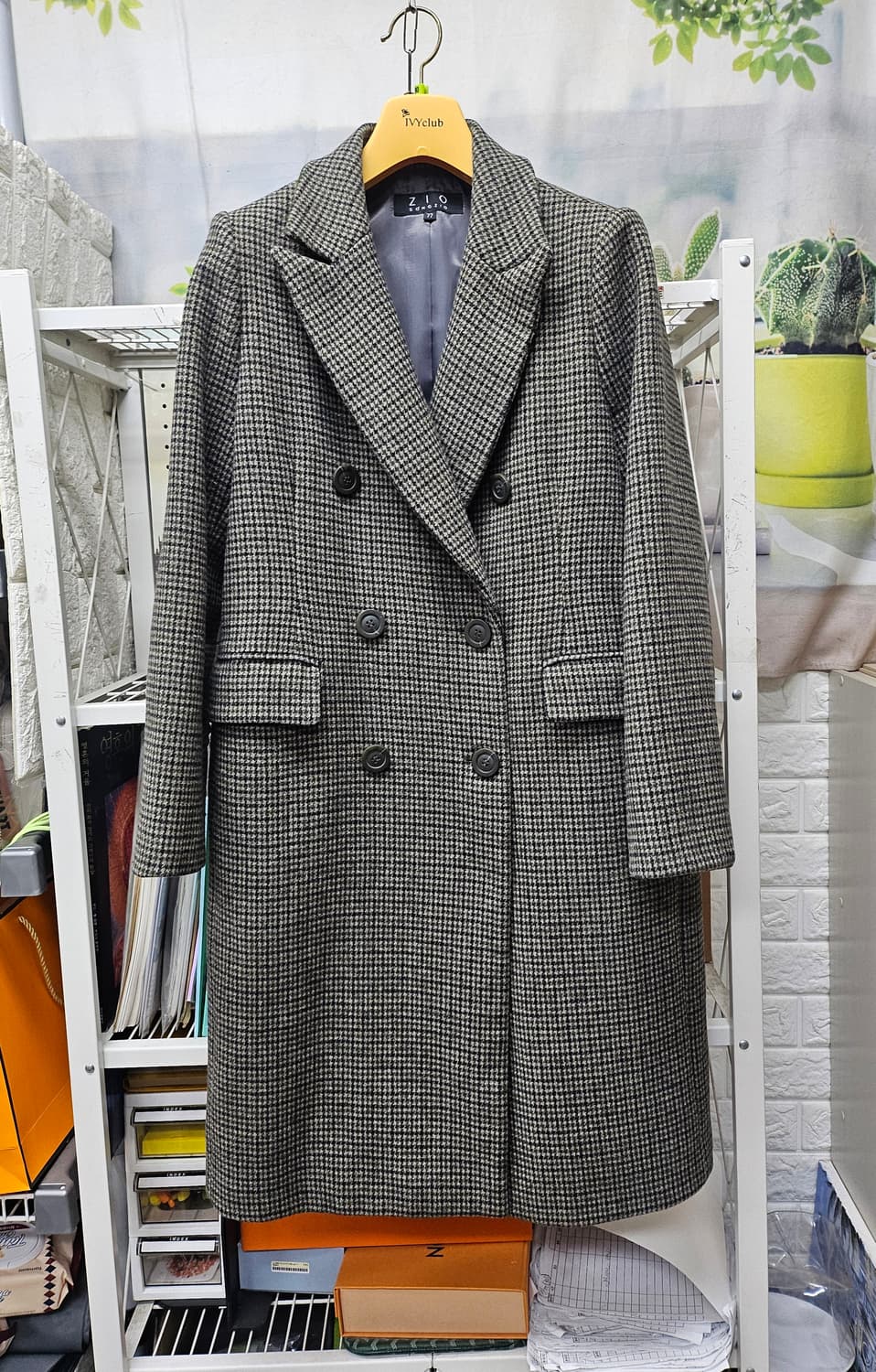 지오송지오 여성 체크 롱코트 66~슬림77 더블코트 AD35 상품이미지1