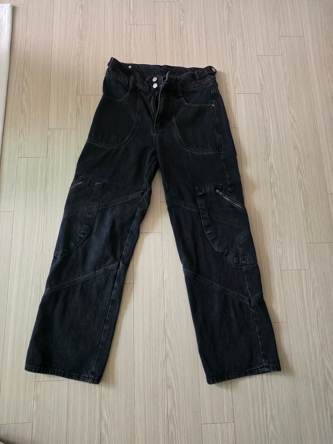 논플루던 블랙 카고 데님 팬츠 L 상품이미지2