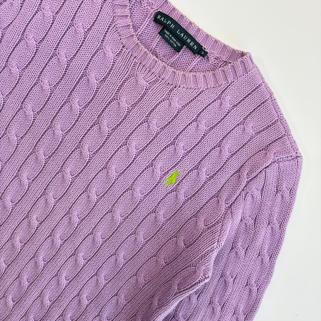 Polo  랄프로렌 자수 코튼 라벤더 꽈배기 니트  상품이미지3
