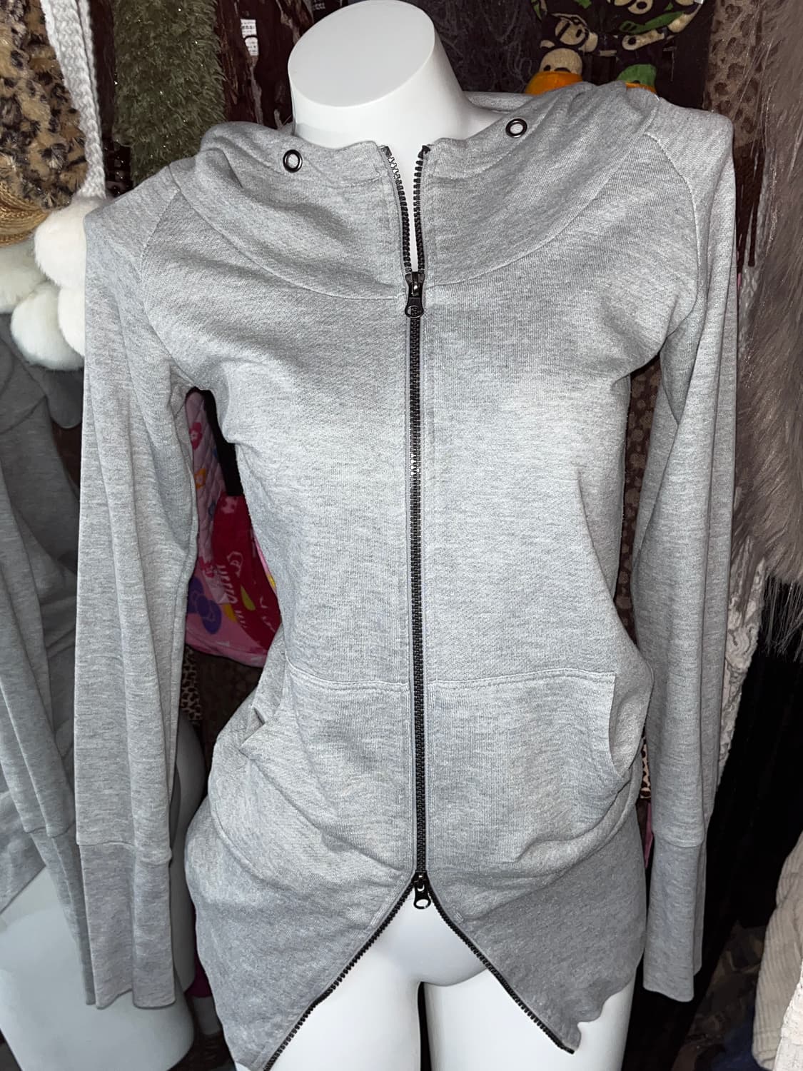 y2k 투웨이 그레이 후드집업 상품이미지2