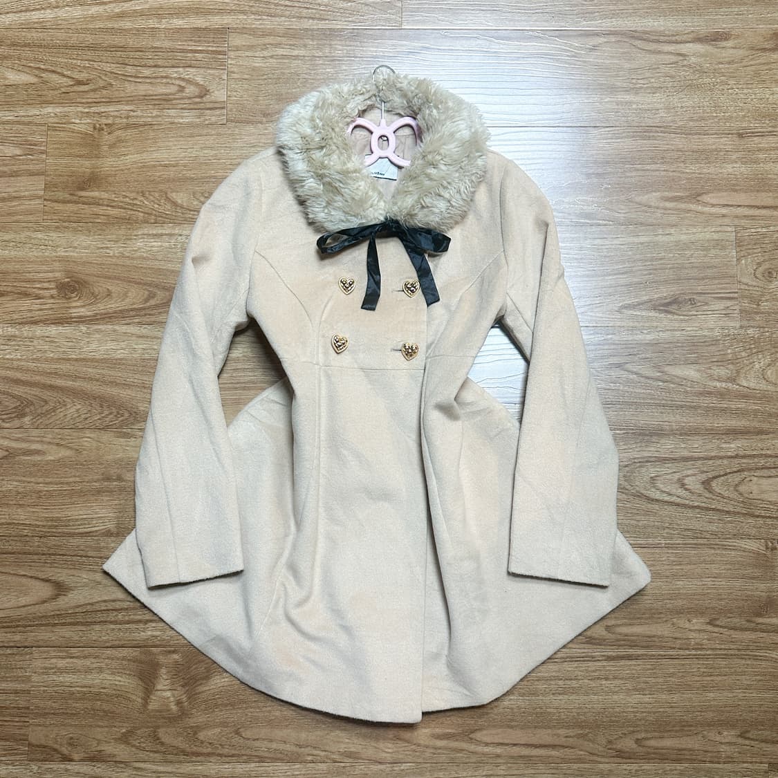 빈티지 리본 퍼 라떼 코트 히메갸루 로걀 히메카지 공겜여주 리즈리사깔 상품이미지1