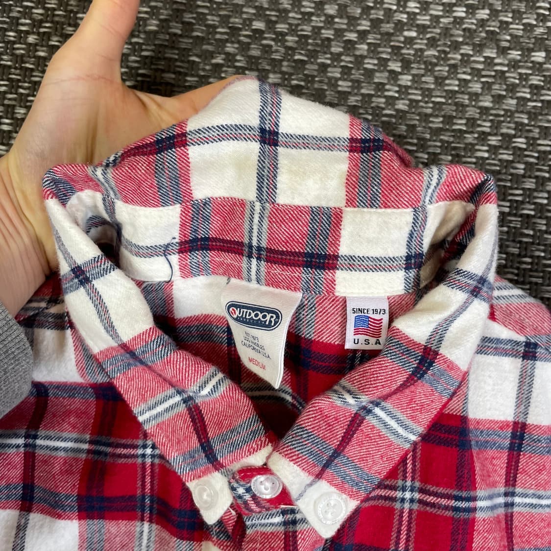 OUTDOOR 레드네이비 플란넬 체크 원포켓 긴팔 셔츠 M 상품이미지4