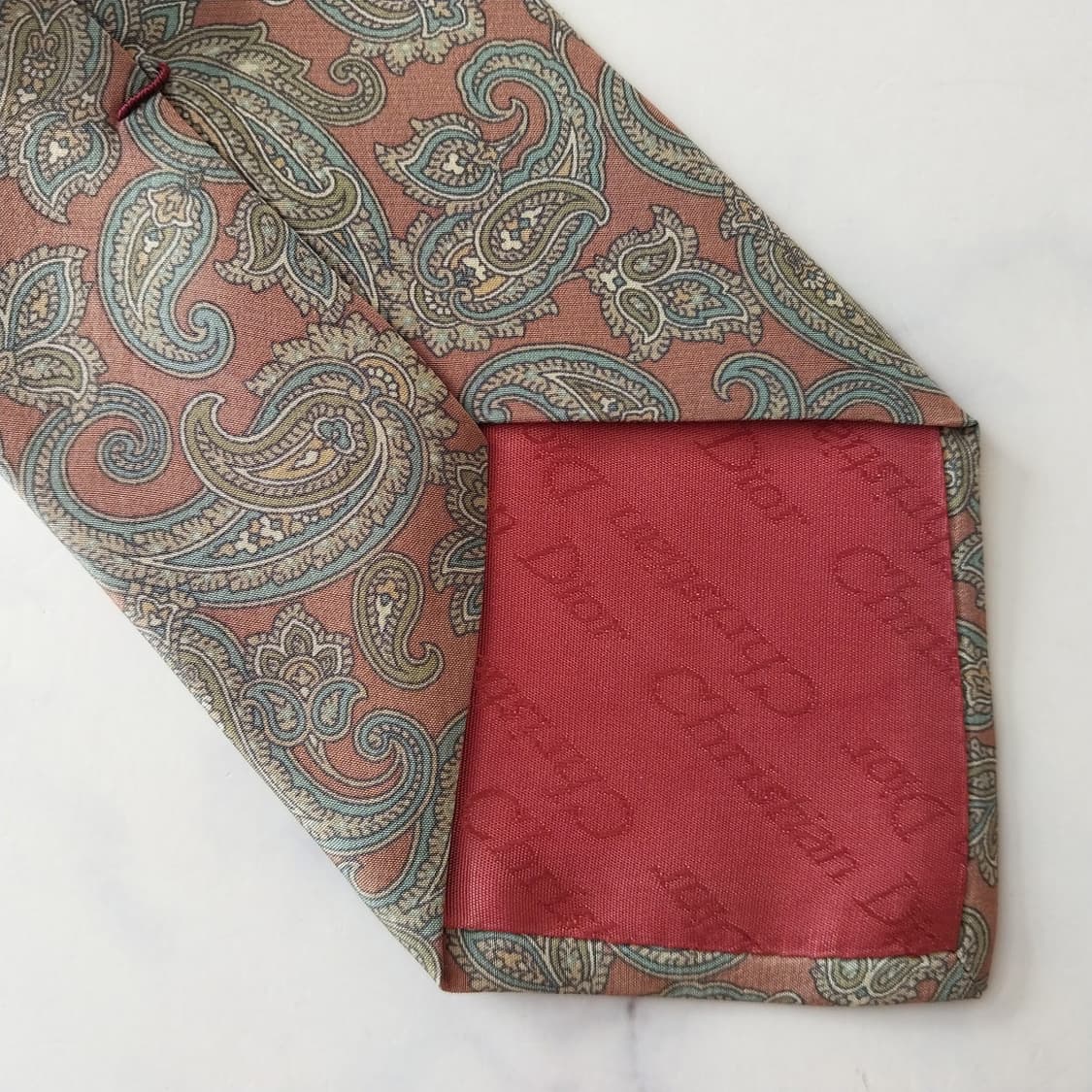 디올 실크 브라운 페이즐리 패턴 넥타이 9.1cm A+등급 K1746
 상품이미지9