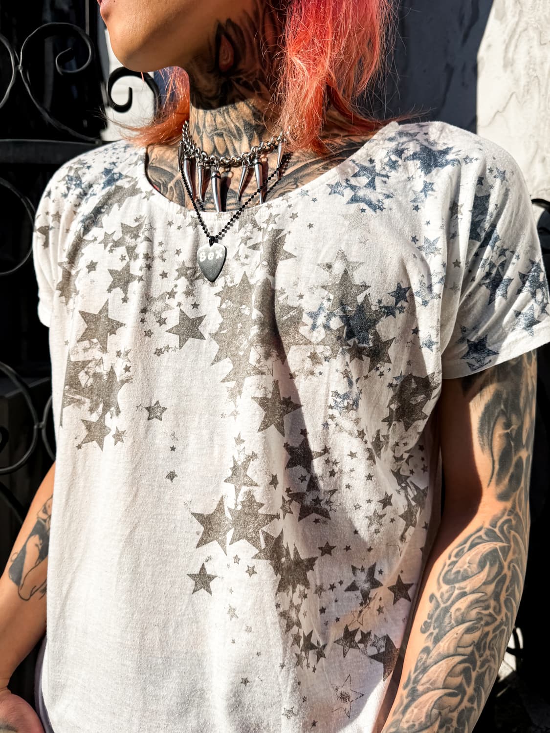 Star Print Draped T-shirt 상품이미지2