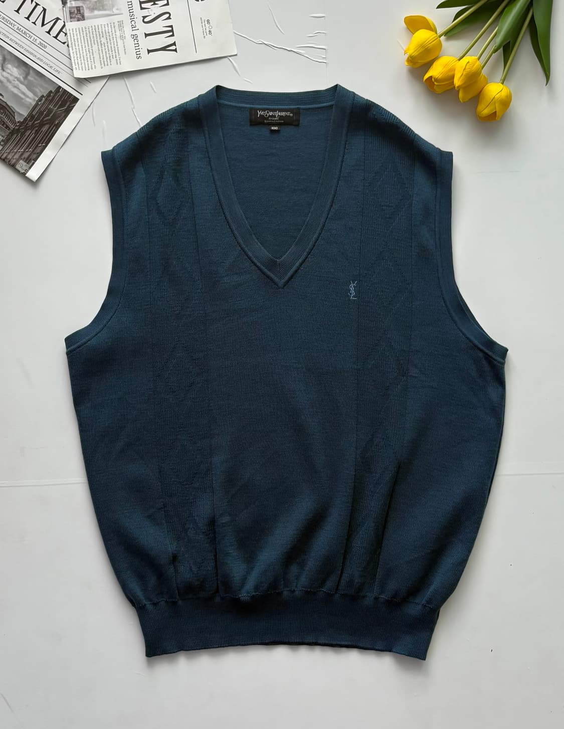 입생로랑 빈티지 V넥 니트 조끼 상품이미지2