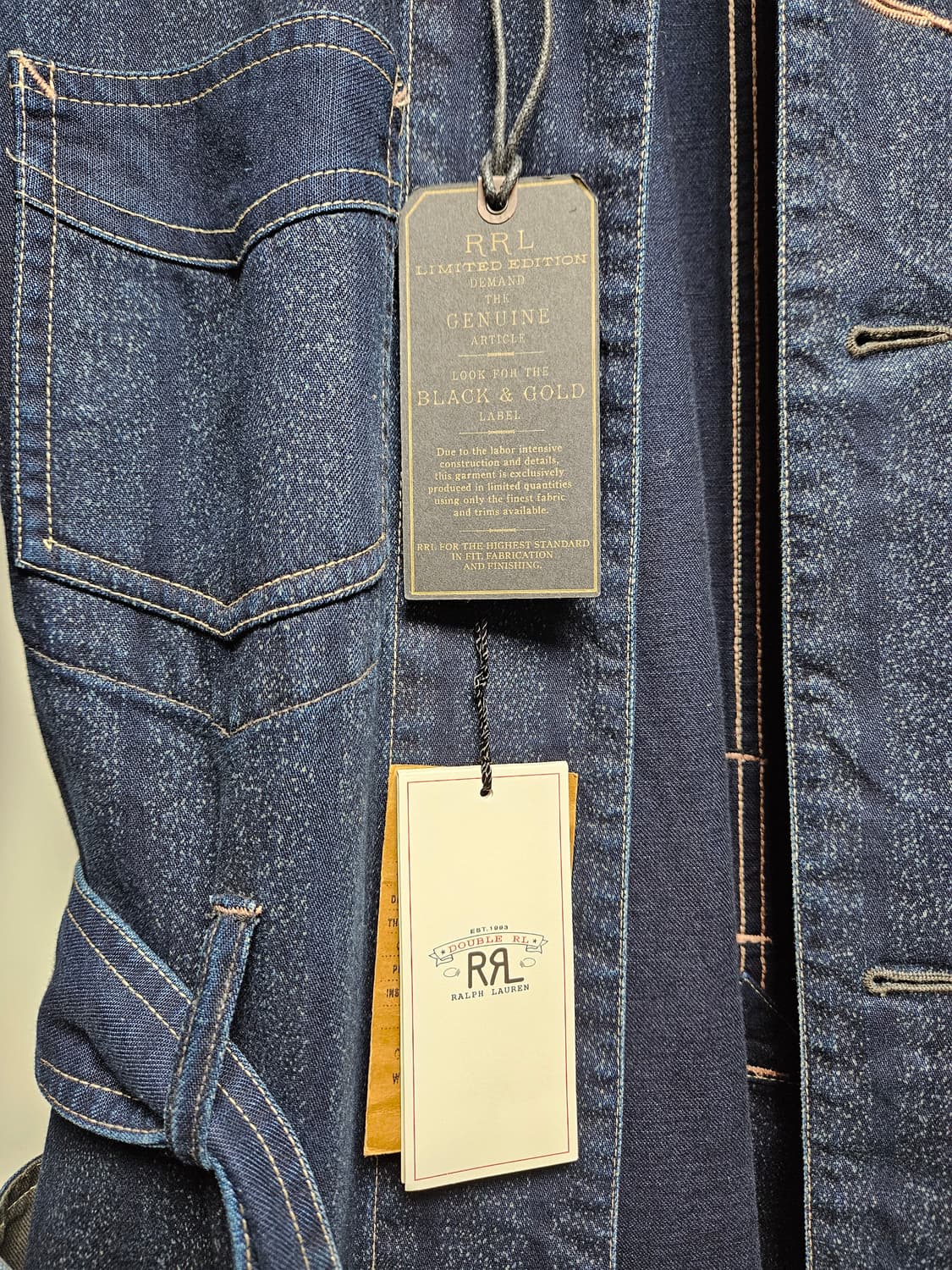 RRL 더블알엘 200피스 한정판 데님 샵코트 판매합니다. 상품이미지3