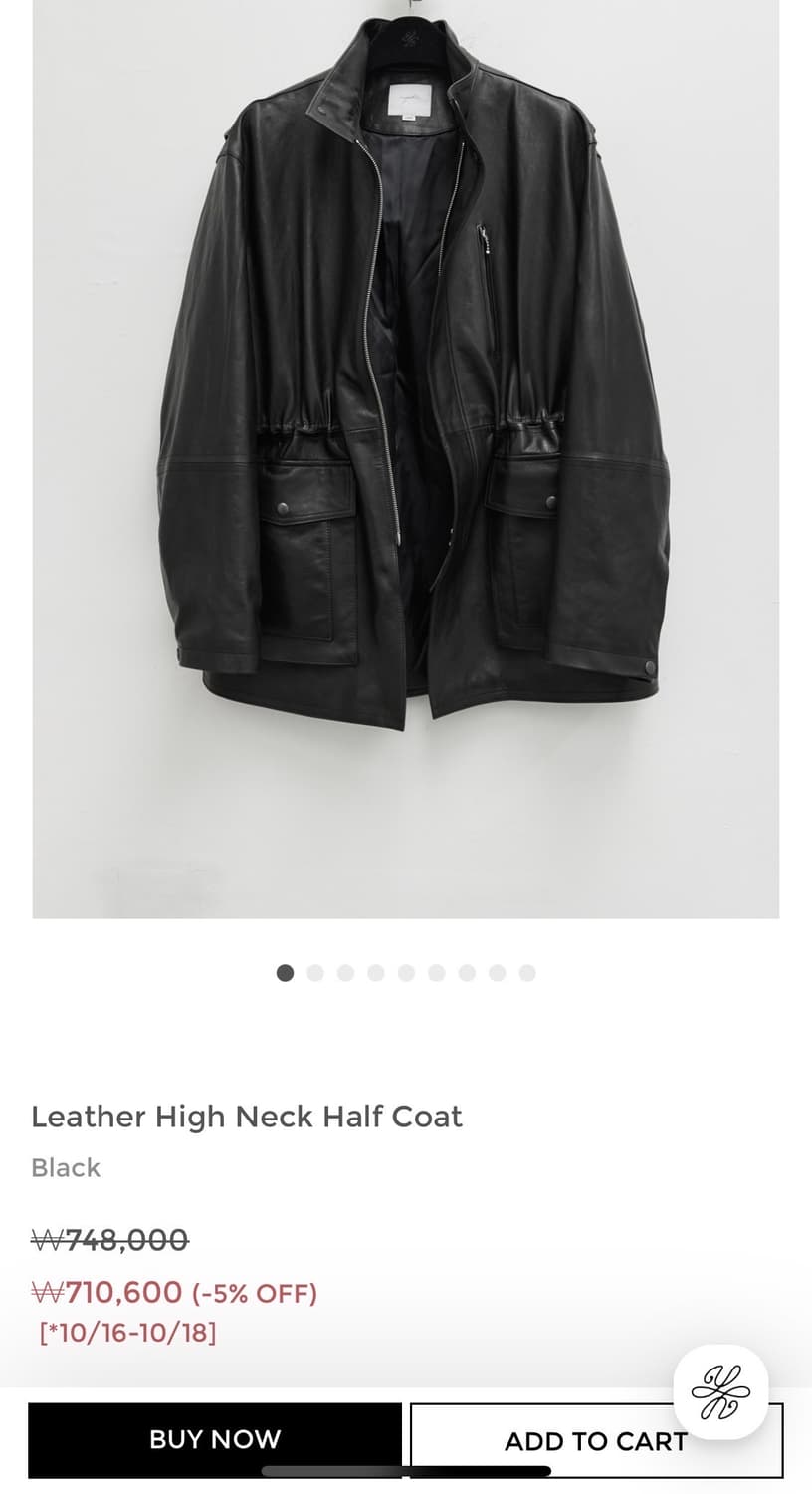 유스 레더 하이넥 하프 코트 L 상품이미지1