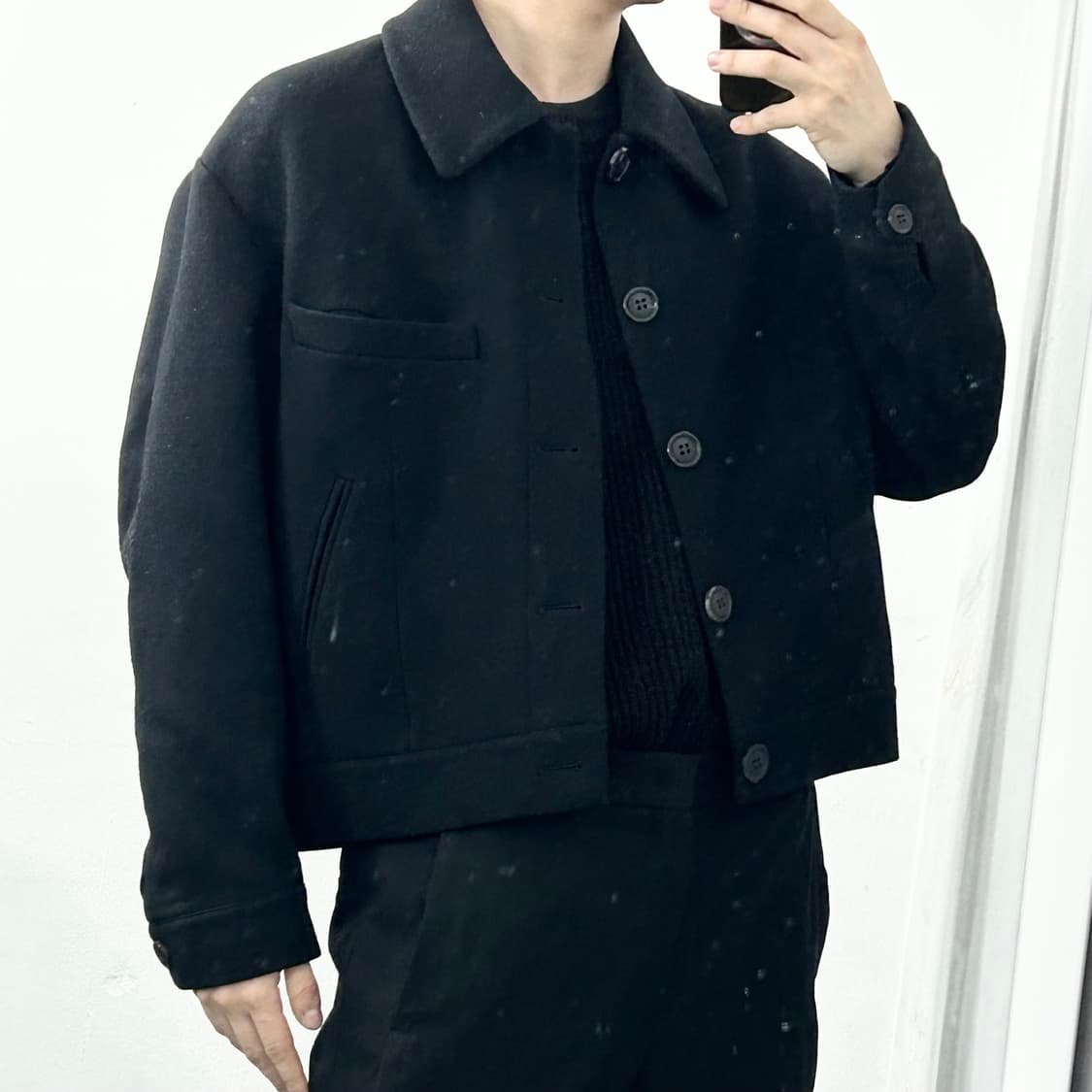 노이어 메리노울 오버핏 크롭 블루종 자켓 상품이미지4