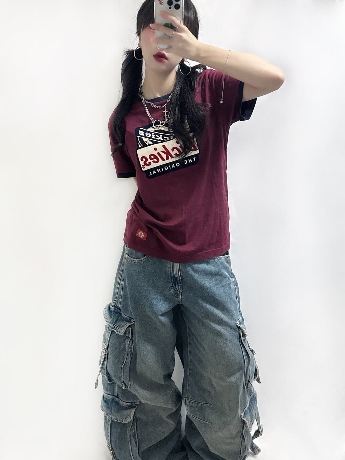디키즈 빅로고 버건디 링거티 상품이미지3