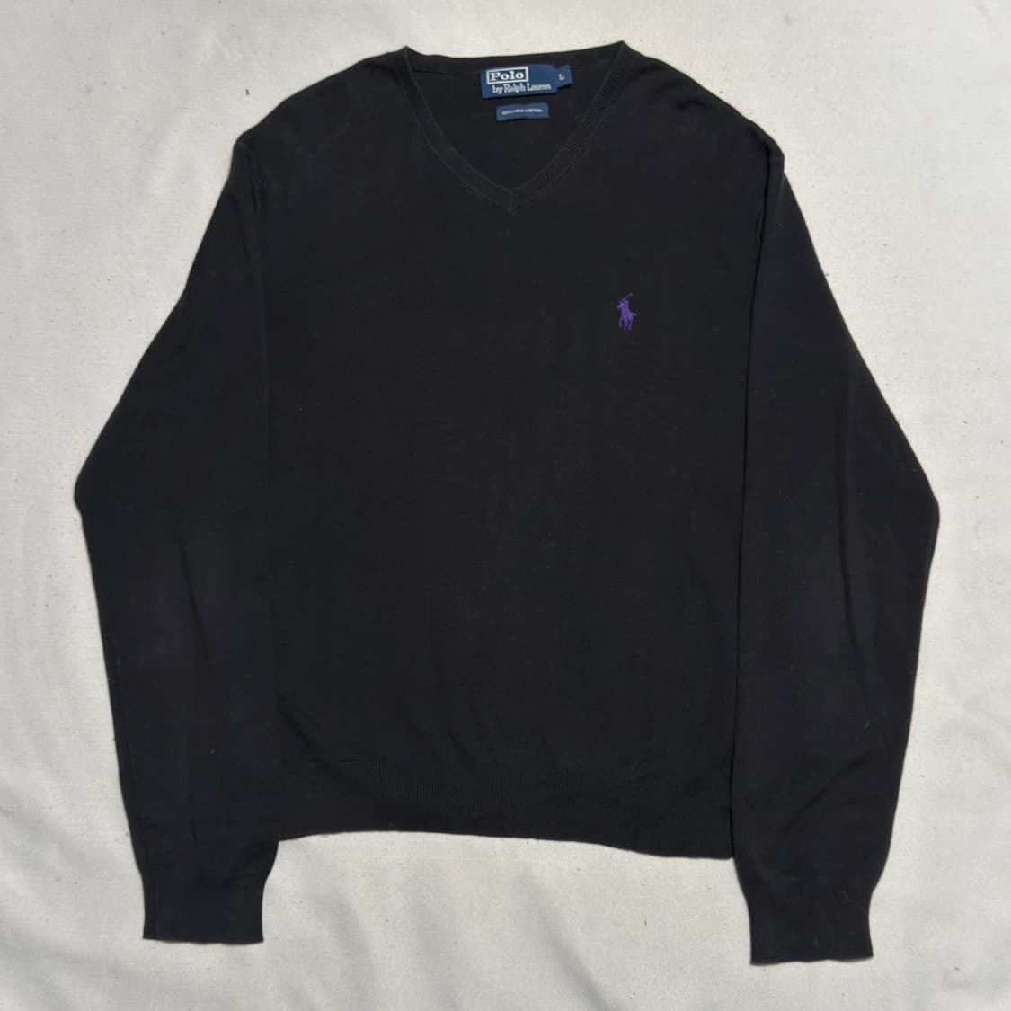 L 폴로랄프로렌 피마코튼 블랙 브이넥 니트 상품이미지2