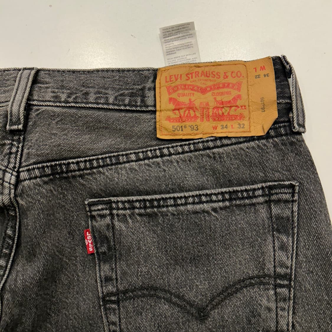 [34x32] 리바이스 501 93 스트레이트 블랙 데님 팬츠 상품이미지5