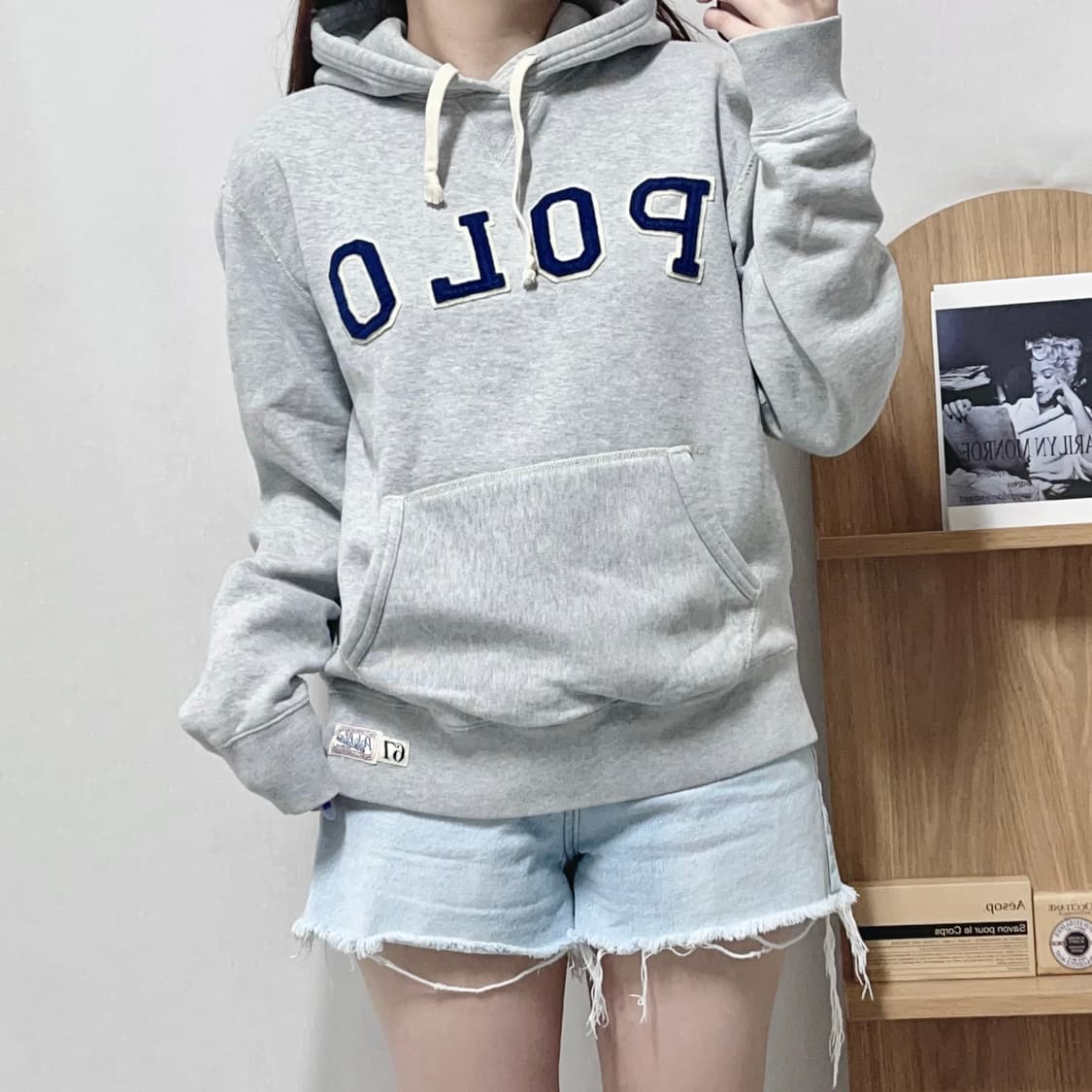 [정품] 폴로 그레이 POLO 아플리케 기모 후드티 [ M ] 상품이미지2