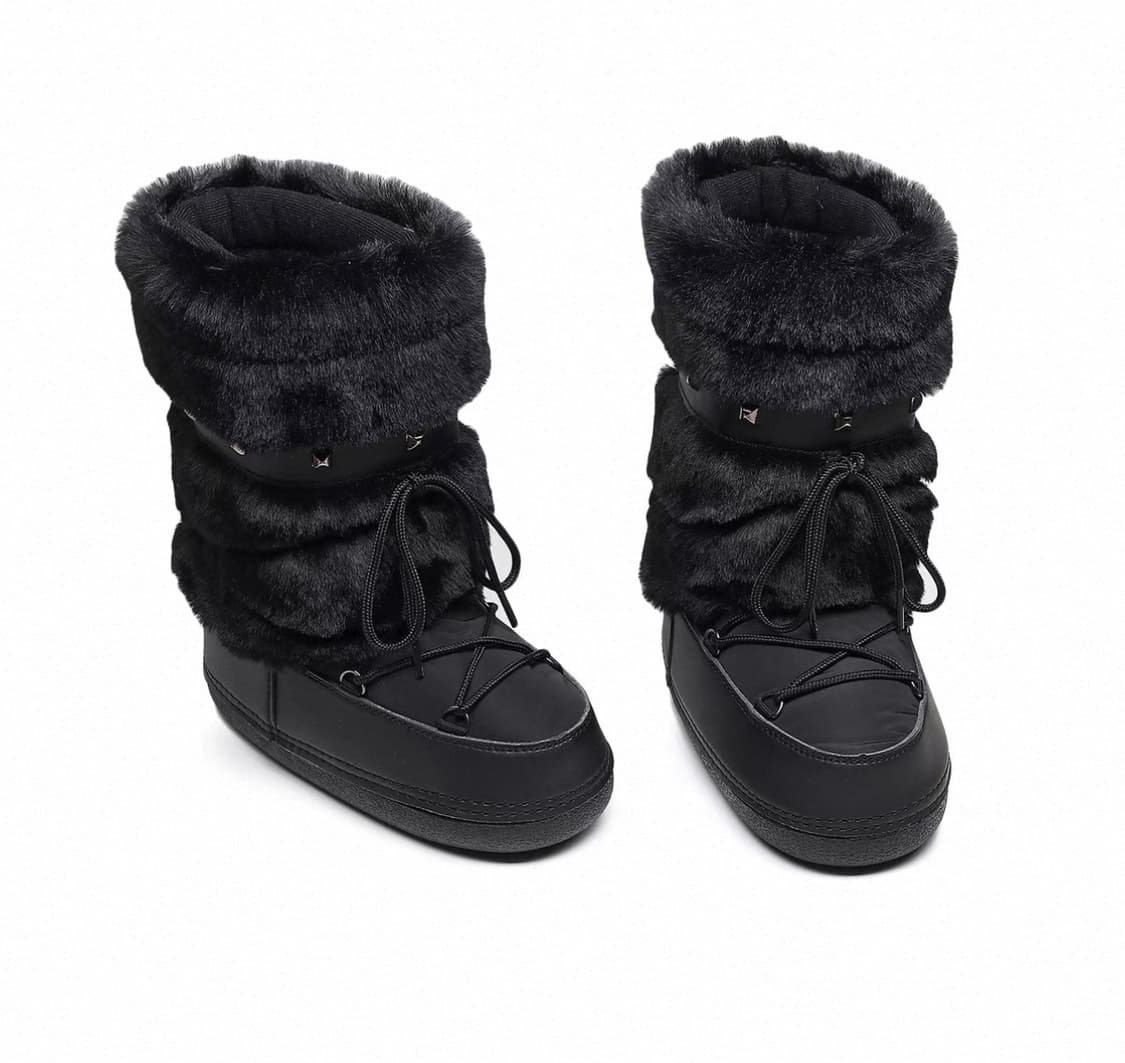 빈티지 갸루 Y2K 퍼부츠 블랙 235 상품이미지2