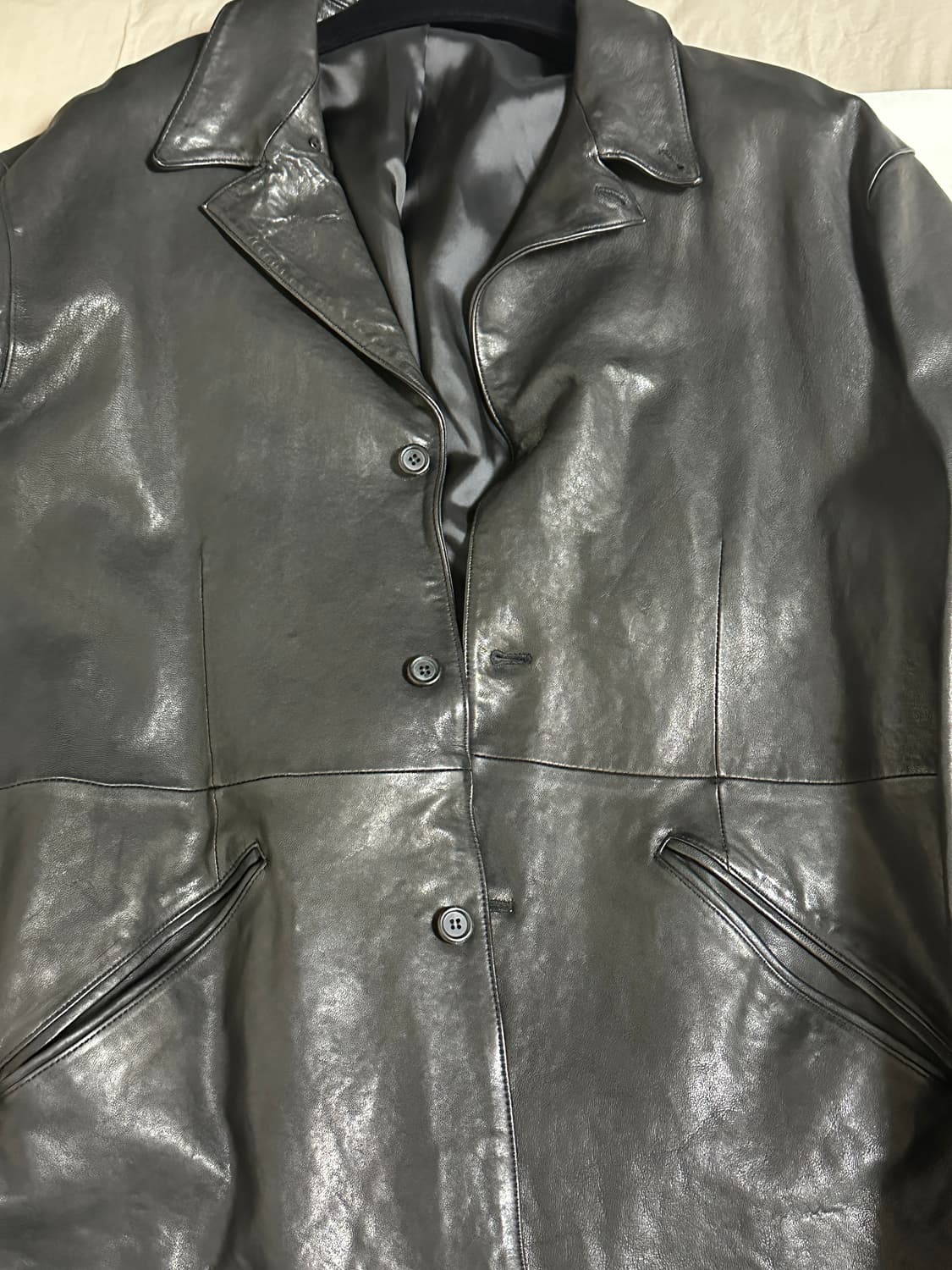 유스 워시드 레더 자켓 L 상품이미지2