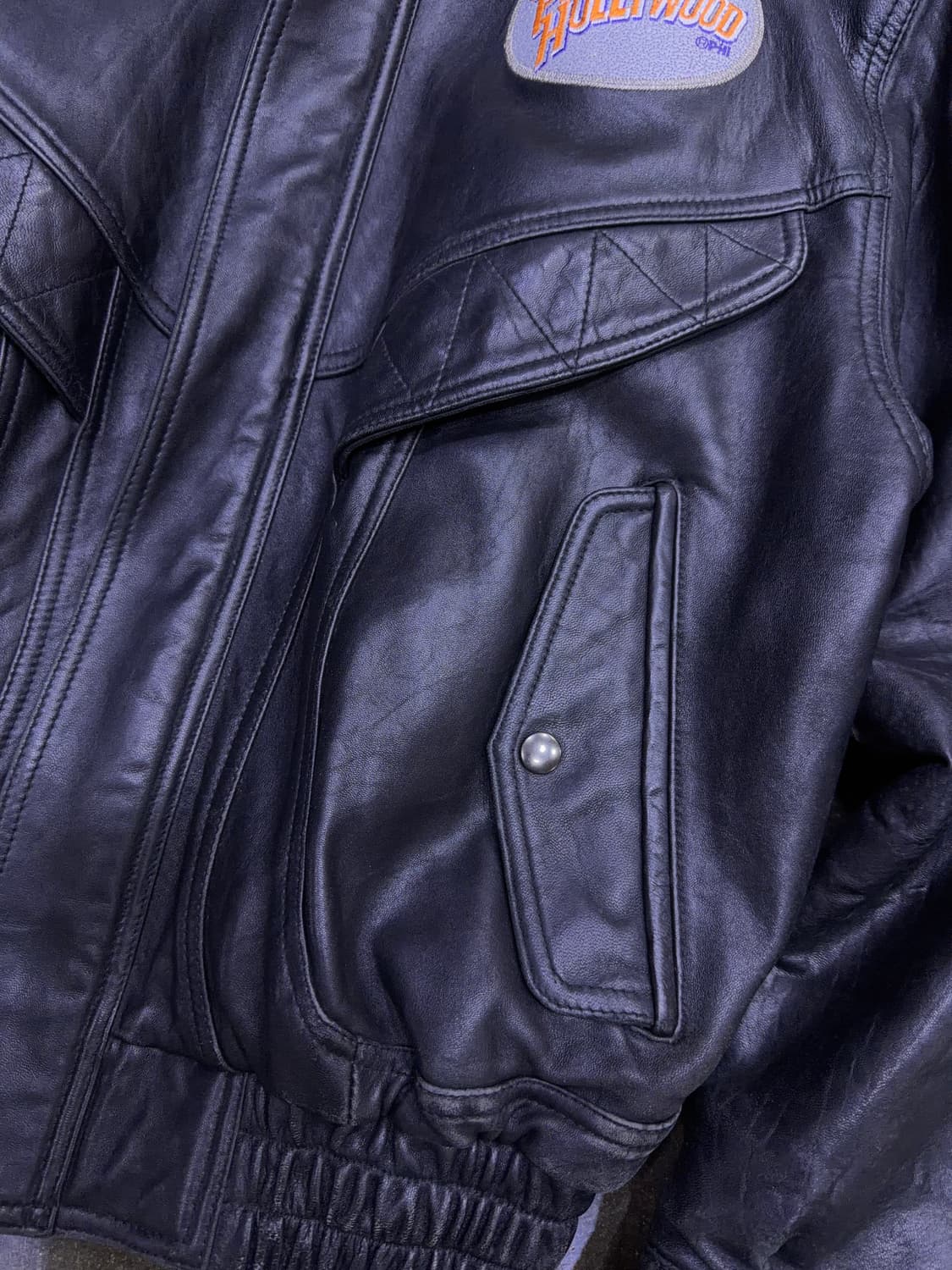 플래닛 할리우드 워싱턴 자수 양가죽 레더 봄버자켓 M 상품이미지5