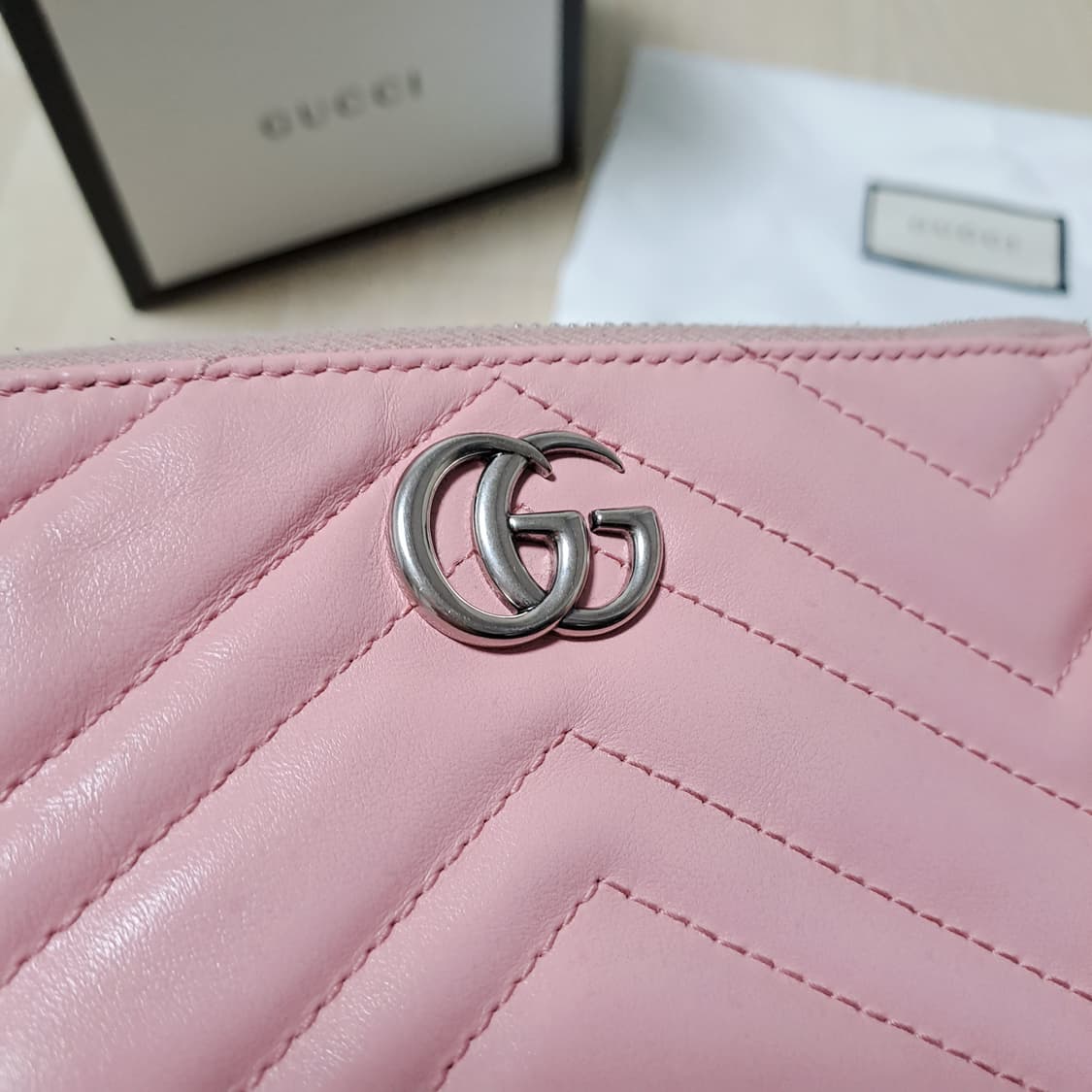 [100%/정품] 구찌 GG 마몽 마틀라세 핑크 파우치, 구찌클러치 상품이미지3