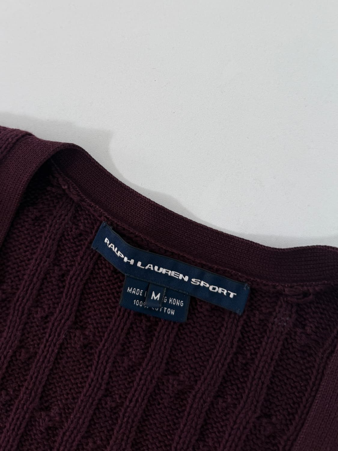 폴로 랄프로렌 딥버건디 코튼 꽈배기 니트 가디건 상품이미지4