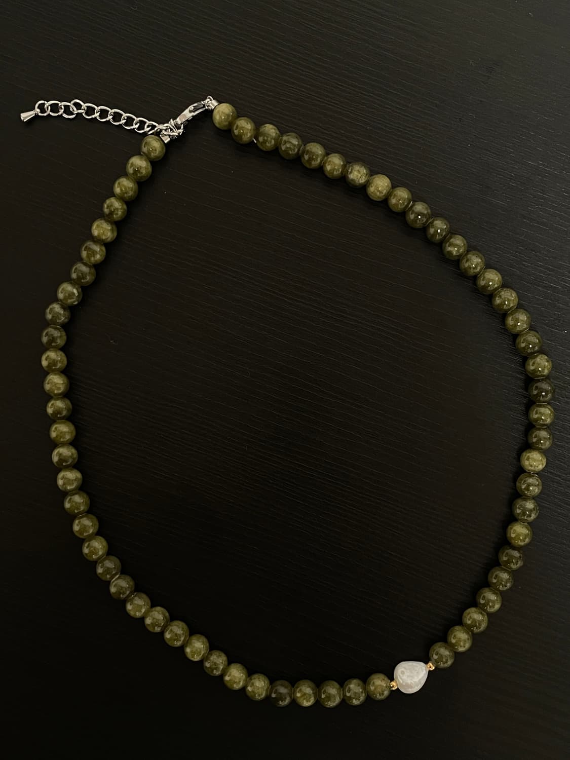 빈티지 올리브 원석 진주 목걸이 상품이미지2