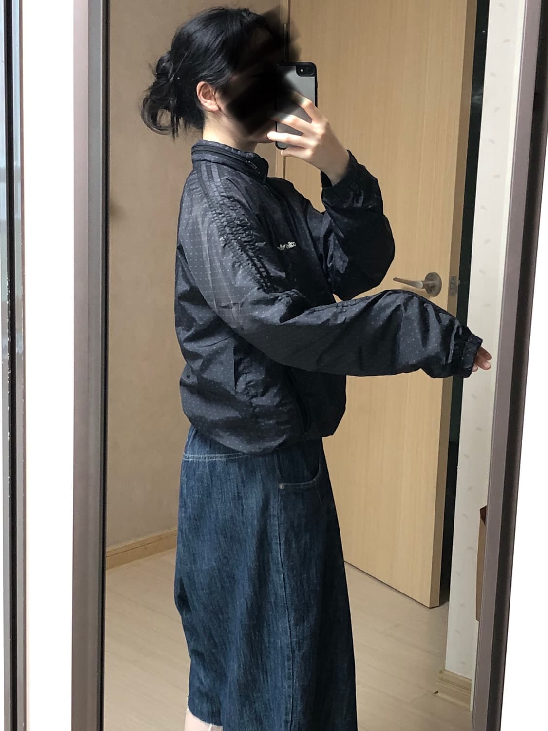 S 빈티지 아디다스 블핑 도트 후드 집업 자켓 블루종 메쉬 바람막이  상품이미지8