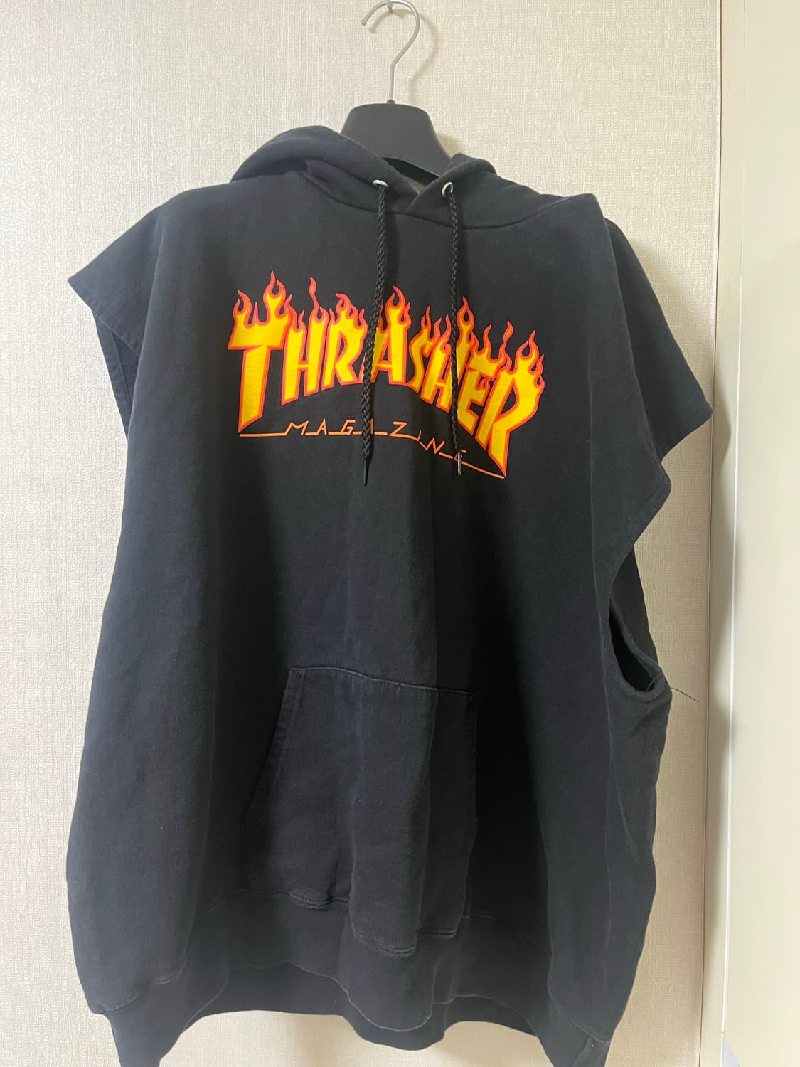 빈티지 커스텀 Thrasher 트레셔 기모 나시 반팔 후드티 상품이미지1