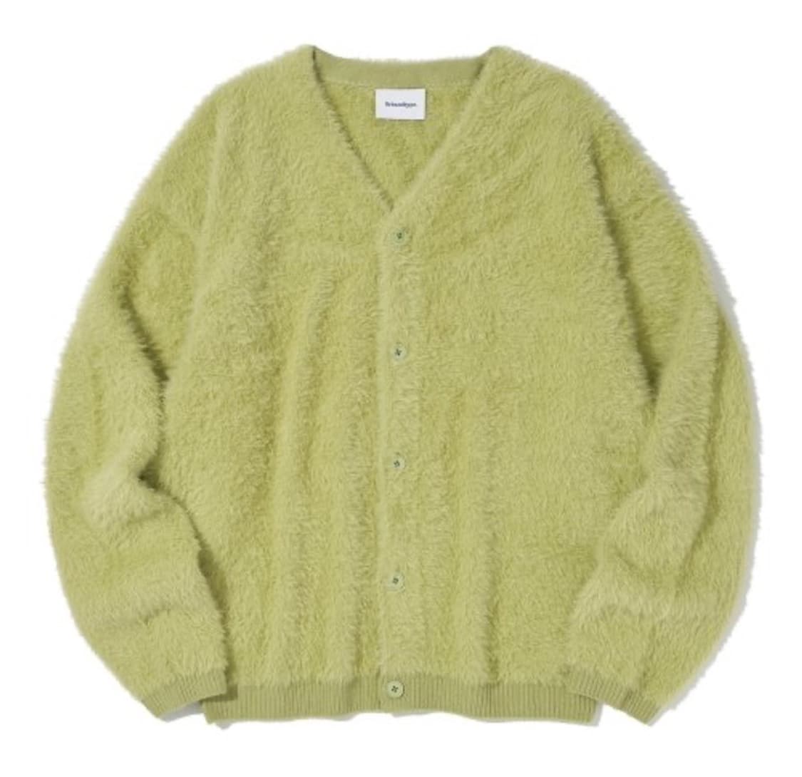 Urbandtype 어반디타입 헤어리 니트 가디건 라임 상품이미지1