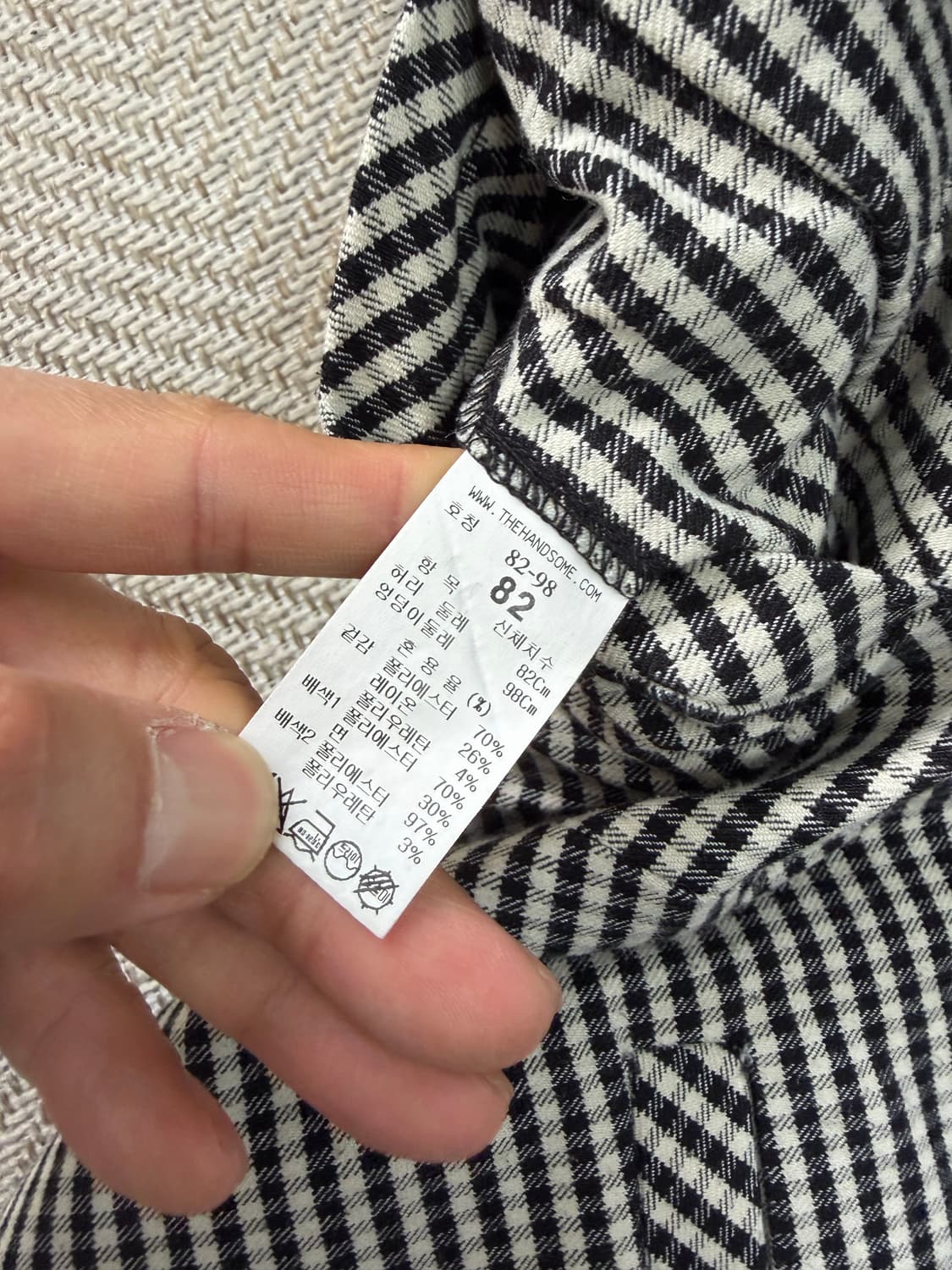 정품) 시스템옴므 한섬 깅엄 체크 바지 82(32-33) 상품이미지8