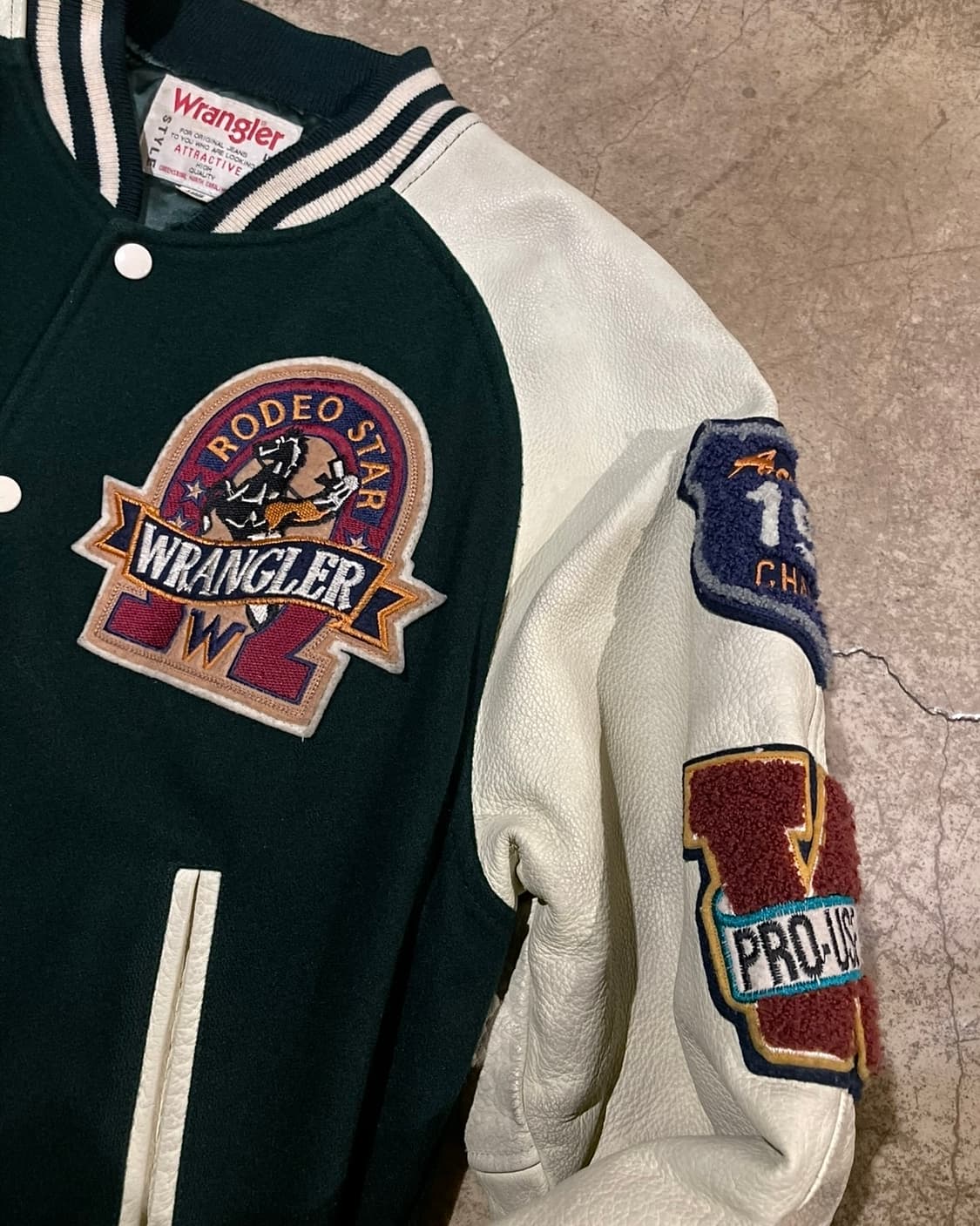 90‘s 랭글러 레더 바시티 재킷 (B5085) 상품이미지4