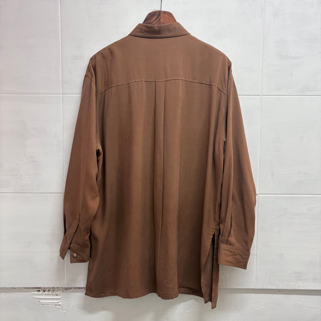 일본빈티지 브라운 클래식 실크 셔츠 남방 상품이미지7