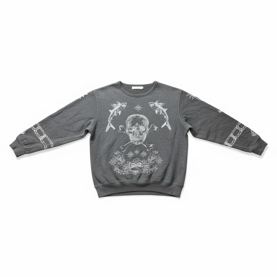 Alexander McQueen 해골 프린팅 맨투맨 티셔츠 회색 L 상품이미지1