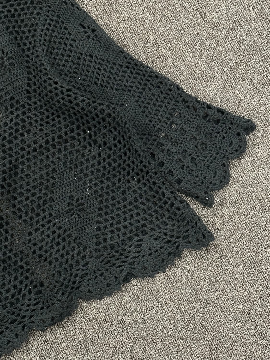 OS)Japanese vintage 여성 블랙 크로셰 가디건 상품이미지6