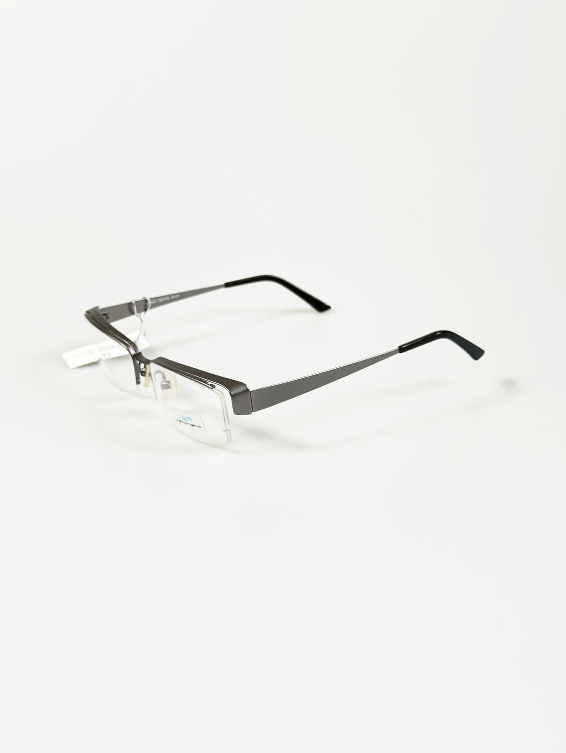 SEMONEMO 그레이 메탈 반무테 스퀘어 빈티지 안경 상품이미지3
